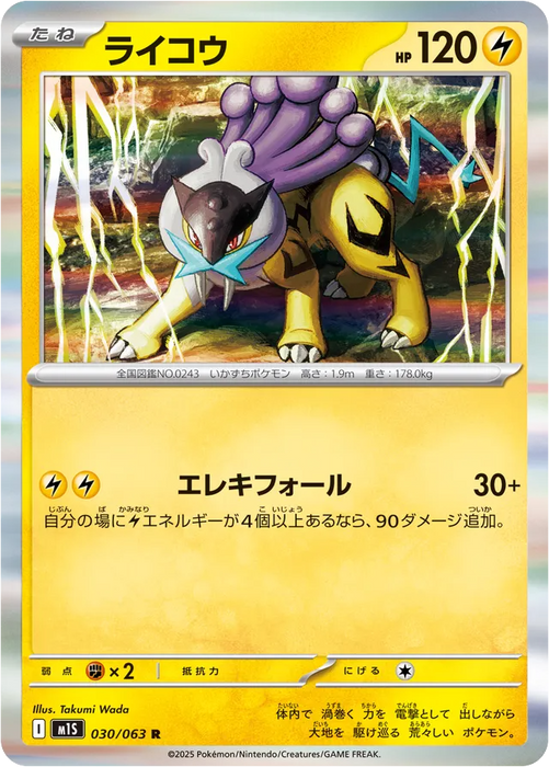 Pokemon Raikou Non Holo Mega Symphonia M1S 030/063 Japanese Single Card