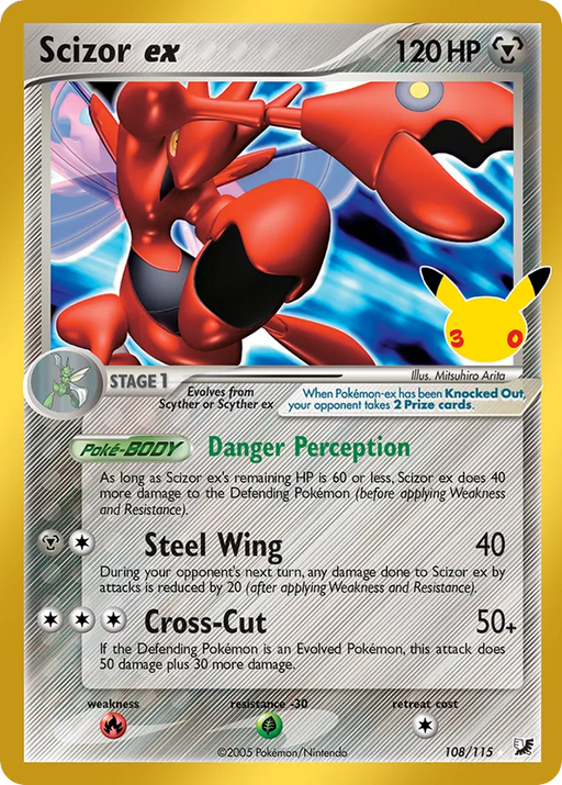 Pokemon Scizor ex Classic Holo 30th Celebration 30C 108/115 English Single Card