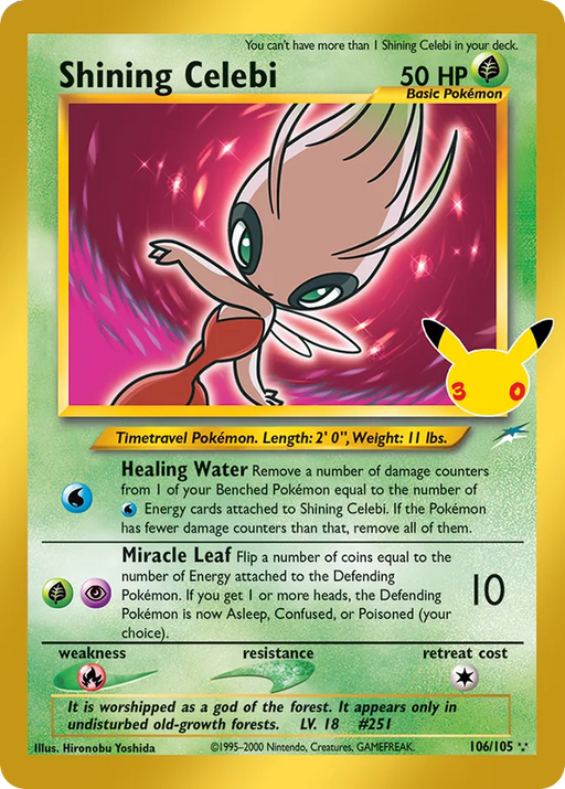 Pokemon Shining Celebi Classic Holo 30th Celebration 30C 106/105 English Single Card