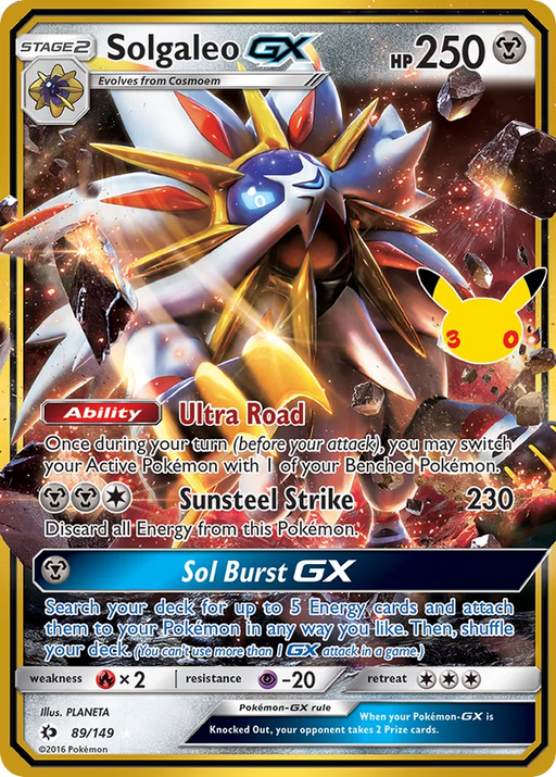 Pokemon Solgaleo GX Classic Holo 30th Celebration 30C 089/149 English Single Card