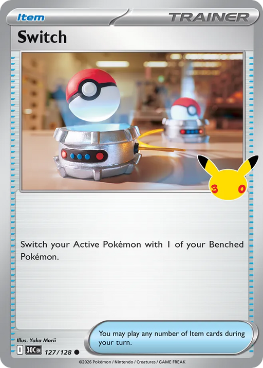 Pokemon Switch Holo 30th Celebration 30C 127/128 English Single Card