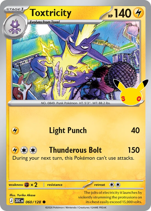 Pokemon Toxtricity Holo 30th Celebration 30C 060/128 English Single Card