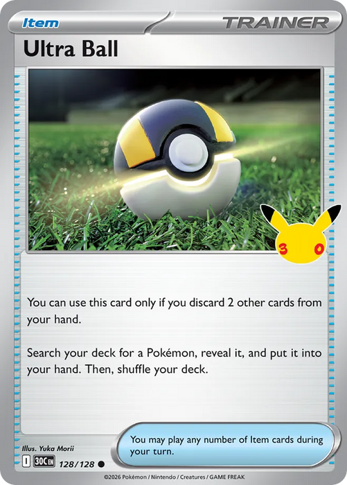 Pokemon Ultra Ball Holo 30th Celebration 30C 128/128 English Single Card