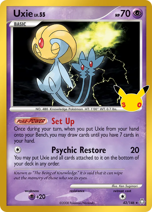 Pokemon Uxie Classic Holo 30th Celebration 30C 043/146 English Single Card