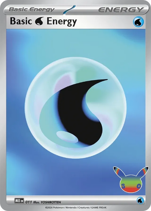 Pokemon Water Energy Reverse Holo 30th Celebration 30C 000/000 English Single Card